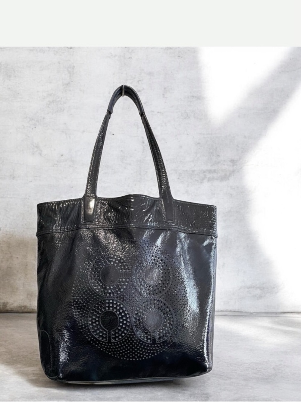 Coach Vintage A1193 Patent Leather Navy Blue Shoulder Tote Bag